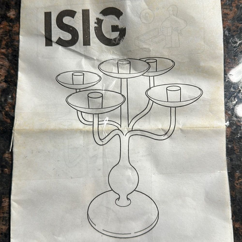 IKEA ISIG Polished Goldtone 5 Arm Candle Holder New in Box - Picture 2 of 3